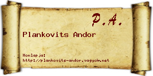 Plankovits Andor névjegykártya